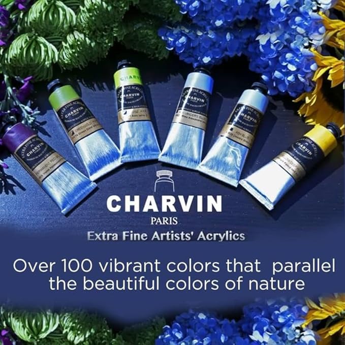 Charvin Extra Fine Professional Acrylic Paint - Burgundy, 150ml Tube, Triple-Milled, Lightfast Pigments, Open Stock Artist Acrylic Paints in Nature-Inspired Hues