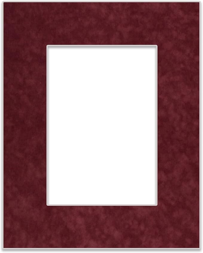 Pack of 25 Acid Free 11x14 Mats Bevel Cut for 8.5x11 Photos - Dark Red Suede Precut Matboards For Pictures, Photos, Framing - 4-ply Thickness