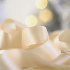 HUIHUANG Champagne Satin Ribbon 1 inch Silk Satin Ribbon 50 Yards Double Face Satin Ribbons for Wedding Decor Christmas Gift Wrapping Tree Decor Bows Bridal Floral Bouquet Invitation Card Party