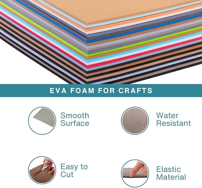 LotusFoam Large 3mm EVA Foam Sheet - 44"x 85" High Density Foam 130 kg/m3 for Cosplay, Costumes, Crafts, Flooring, Outdoor Use - 35 Colors (Sea Blue) - Sea Blue