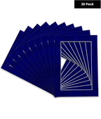 Pack of 25 Acid Free 11x14 Mats Bevel Cut for 8.5x11 Photos - Royal Blue Suede Precut Matboards With Backing Boards and Clear Photo Mat Bags For Pictures, Photos, Framing - 4-ply Thickness