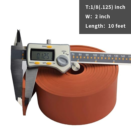DOBTIM Red Rubber Strips 1/8 (.125)" Thick X 2" Wide X 10'Long, Solid Rubber Rolls Use for Gaskets DIY Material, Supports, Sealing, Bumpers, Protection, Abrasion