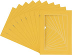 Pack of Ten 8.5x11 Mats Bevel Cut for 7x9 Photos - Acid Free Chamois Yellow Precut Matboards for Pictures, Photos, Framing - 4-ply Thickness