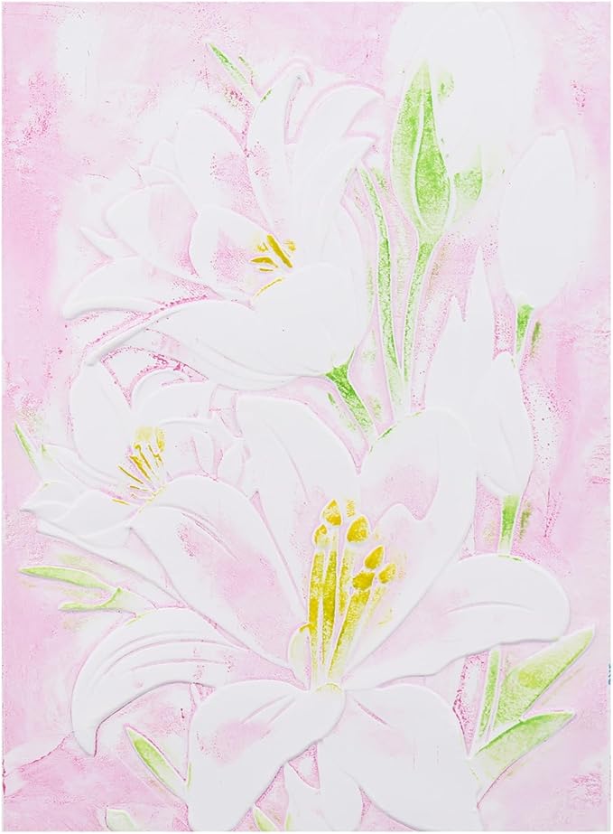 BAOFALI 3D Embossing Folder for Card Making,Lily Flowers Clear Plastic Texture Fades Embossing Folder Template for Scrapbooking and Other Paper Craft Album Stamps DIY Decoration 6.3" L x 4.5" W