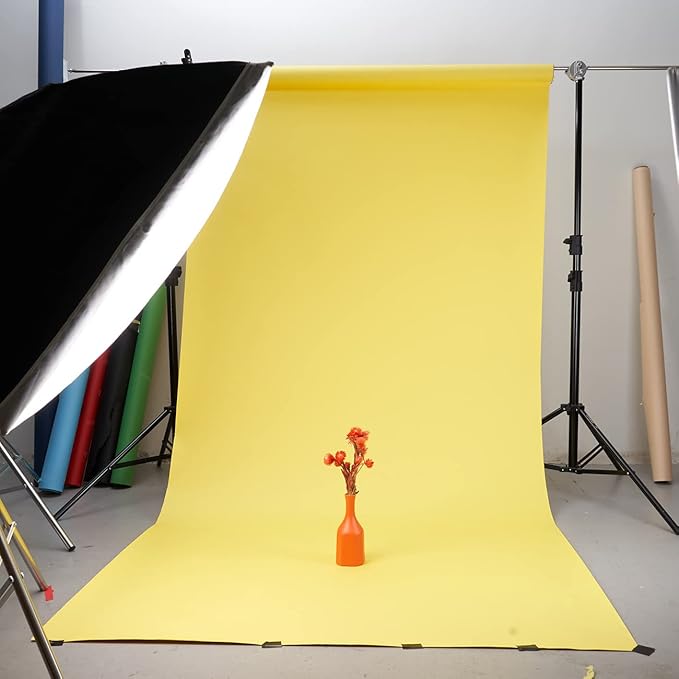 Yizhily Seamless Photography Photo Backdrop Background Paper Roll for Photoshoot 53 inches Wide x 16 feet Long, Forsythia Yellow