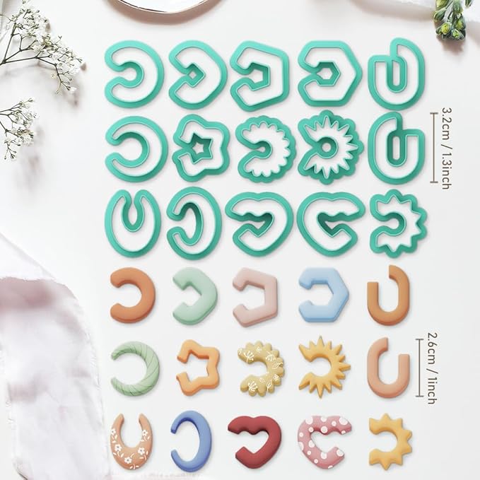 Polymer Clay Cutters - 15 Shapes Jewelry Earrings Cutter, Polymer Clay Cutters for Jewelry, Earring Making Kit with Storage Box