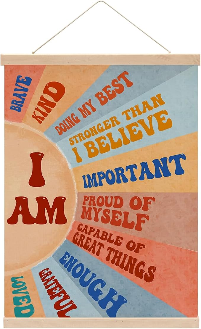 Inspirational Boho Sun Poster Hanger, Positive Affirmations Wall Decor, Sunshine Posters, Educational Posters Wall Art Wall Hanging Banner Classroom Bedroom Nursery Home Living Room Decor