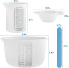 Large Silicone Resin Measuring Cups Tool Kit - Nicpro Reusable 600ml & 100ml Measure Cup, Silicone Stir Sticks Pipettes Finger Cots for Epoxy Resin Mixing, Molds, Jewelry Making, Waxing, Easy Clean
