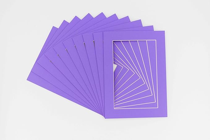 6x8 Mat for 8x10 Frame - Precut Mat Board Acid-Free Light Purple 6x8 Photo Matte Made to Fit a 8x10 Picture Frame, Premium Matboard for Family Photos, Show Kits, Art, Picture Framing, Pack of 10 Mats