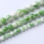60pcs 6mm Natural Green White Persian Jade Stone Round Beads for Jewelry Making Loose Spacer Beads DIY Bracelets Necklaces 15" (6mm, Green Persian Jade)