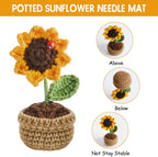 Sunflower Pin Cushion, Handmade Knitted Pincushions, Cute Pin Cushions Needle Holders for Sewing Quilting Accessory, DIY Crafts or Patchwork Decor.Flowerpot Design Sunflower
