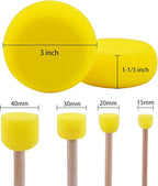Hapeper 28 Pieces Round Sponge Brush, Artist Painting Foam Sponge for Watercolor, Crafts, Face Painting