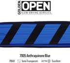 OPEN Slow-Drying Acrylics by GOLDEN, Anthraquinone Blue, 5 fl oz. tube, Professional Acrylic Paint, Semi-Transparent