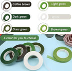 6 Rolls Floral Tape, 1/2" by 180 Yard Green Flower Tape, Flower Tape for Bouquet Stem Wrap Floral Arranging Craft Projects Corsages, Wedding Bouquet