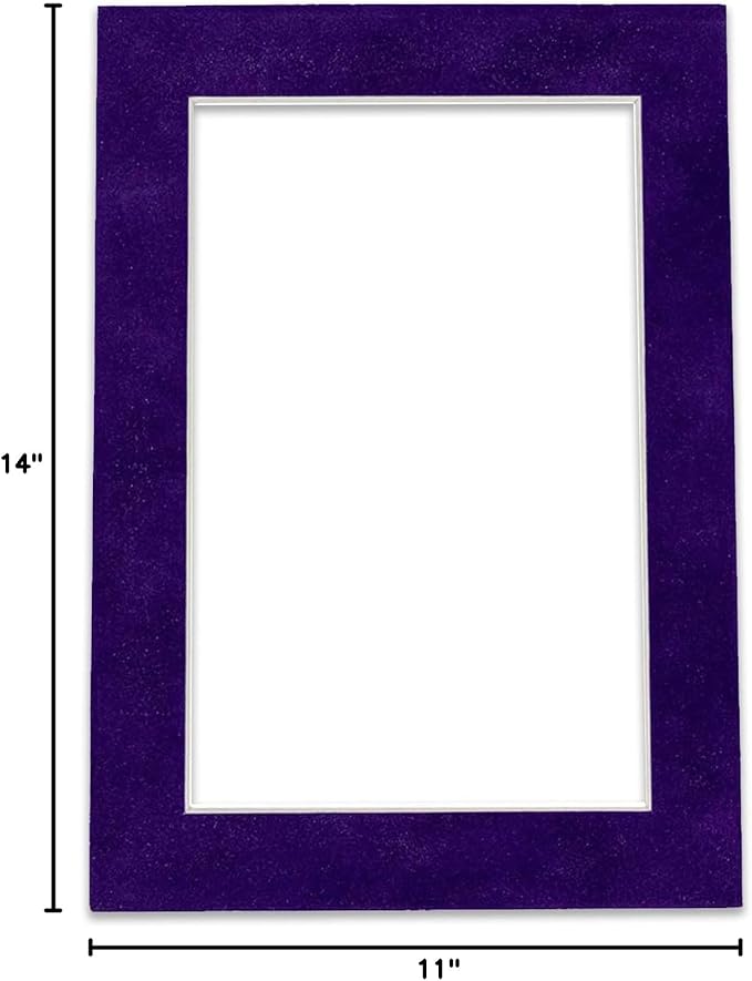 Pack of 25 Acid Free 11x14 Mats Bevel Cut for 8.5x11 Photos - Purple Crocus Suede Precut Matboards For Pictures, Photos, Framing - 4-ply Thickness