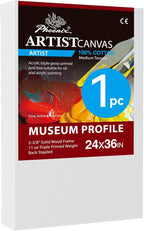 PHOENIX 24x36 Inch Museum Canvas - 2 3/8 Inch Thick Porfile Deep Large Stretched Canvas for Painting 1 Pack 100% Cotton 11 Oz. Gesso Primed White Blank Professional Canvas Oil & Acrylic Paints