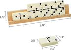 Dominos Set for Adults with 4 Wooden Racks, Double 6 Dominoes Game Set with 28 Colored Domino Tiles Double Six Dominos Set with Travel Case - Classic Board Games