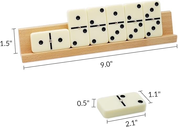 Dominos Set for Adults with 4 Wooden Racks, Double 6 Dominoes Game Set with 28 Colored Domino Tiles Double Six Dominos Set with Travel Case - Classic Board Games