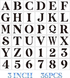 3 inch Letter Stencils for Painting On Wood,36pcs Stencils Letter Alphabet Number Stencil Templates for Wood Wall Door Porch