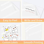 Clear Sticker Paper for Inkjet Printer, Clear Printable Stickers Paper, 20 Sheets Printable Transparent Sticker Paper, Laser/Inkjet Printing- Letter Size (8.5" x 11")