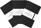 Huhuhero Lined Notebook Journal, 120Gsm Thick Paper College Ruled Journal, Hardcover Notebooks for Work School Note Taking, Office School Supplies 5"×8.25" (3, Black)