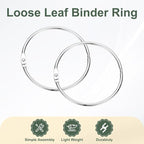PATIKIL 2.5" x 2.8" Loose Leaf Binder Rings, 30 Pcs Metal Book Rings Nickel Keychain Ring for Paper Index Cards Flash Card Notebook Rings Office Home Book Binder, Silver Tone