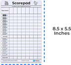 Mexican Train and Chicken Foot Dominoes Score Pad - 100 Scoring Sheets per Scorepad, 8.5 x 5.5 Inches - Score Sheets for Double 12 Domino Sets, White, VO-320
