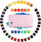 Paul Rubens Artist Grade Watercolor Paint, 48 Colors Solid Cakes with Portable Metal Box for Artists, Beginners, Hobbyists, Students