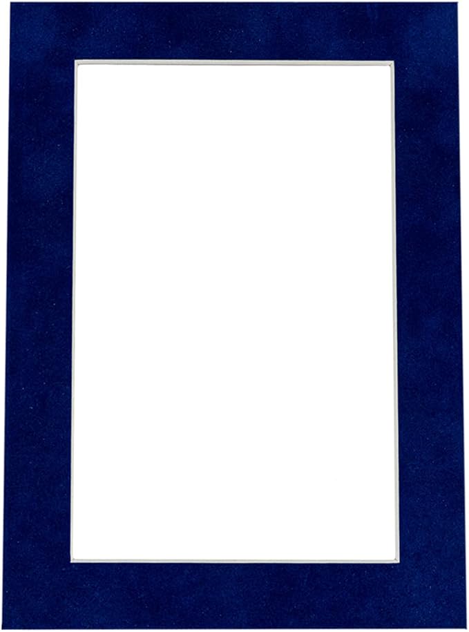Pack of Ten Acid Free 11x14 Mats Bevel Cut for 8.5x11 Photos - Brooke Blue Suede Precut Matboards With Backing Boards and Self Seal Photo Mat Bags For Pictures, Photos, Framing - 4-ply Thickness