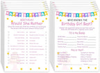 Birthday Party Games Set for Girls- 20 Birthday Double Sided Games Cards Set- Girls Birthday Party Activity Notebook Themed Party Activity and Idea - Girl Birthday Party Supplies, Decorations