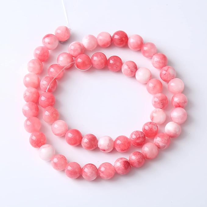 60pcs 6mm Natural Pink White Persian Jade Gemstone Beads Round Loose Spacer Beads for Jewelry Making DIY Bracelets Necklaces 15" (Pink Persian Jade, 6mm)