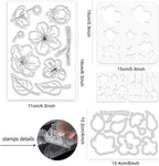 ORIGACH Realistic Peach Blossom Layering Stencils Set for Card Making, Flower Stencil Template Silicone Stamps and Die Sets for Scrapbooking DIY Crafting