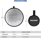 NEEWER 12"/30cm Light Reflector Light Diffuser 5 in 1 Collapsible Multi Disc with Bag - Translucent, Silver, Gold, White, and Black for Photography