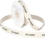 Baby Shower Ribbon - 5/8 Inch x 12 Yards Natural Twill Tape Ribbon, Cotton Herringbone Ribbons for Gift Wrapping, Birthdays, Christmas, Anniversaries, Valentine's Day, Mother's Day(OH Baby)