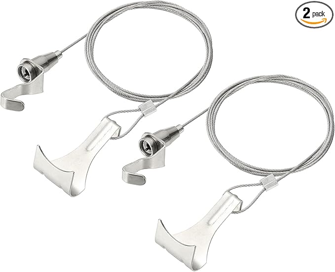 uxcell 2Pcs Picture Hanging Wire Kit, 1.5 m x 1.5 mm Heavy Duty Picture Hangers Adjustable Wire Rope with S-Hooks and Loop, Load 35kg/77.1 lbs for Hanging Mirrors Light Lamp Artwork