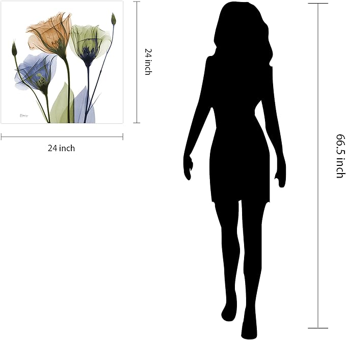 Empire Art Direct Frameless Free Floating Tempered Glass Panel Graphic Wall Art Ready to Hang, 24" x 24", Gentian Buddies, Multi-color Flower