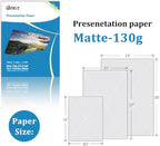 Uinkit Brochure Paper Glossy Double Sided 8.5x11 Inkjet 37lb 140gsm Dye ink Thin Photo Picture Flyer Calendar Magazine CD Cover letter (100, 11x17-matte)
