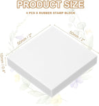 PATIKIL 4Pcs 2X2" Rubber Carving Blocks, Soft Linoleum Art Carving Block Square Crafts Stamp Making for Printmaking Stamps Carving Supplies, White