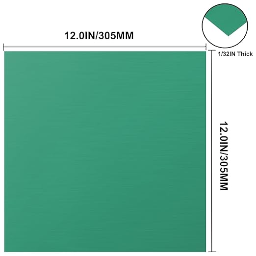 Anodized Aluminum Sheet Metal 12 x 12 x 1/32 Inch Green Anodized Aluminum Metal Plates Engraving Blanks for Laser Engraving, 0.8MM Thin Decorative Aluminum Metal Sheets for Crafting, House Decoration