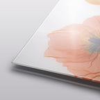 Empire Art Direct Frameless Free Floating Tempered Glass Panel Graphic Wall Art Ready to Hang, 24" x 24", Flowers and Ferns, Orange and Blue Flower
