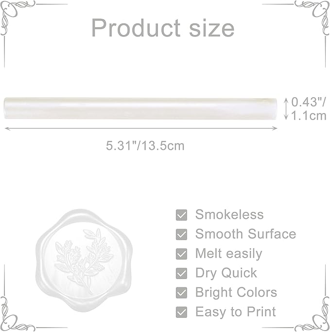 Yoption 15 Pieces Pearl White Glue Gun Sealing Wax Sticks for Wax Seal Stamp, Great for Wedding Invitations, Envelopes, Cards, Christmas Gift Ideas, Wine Packages