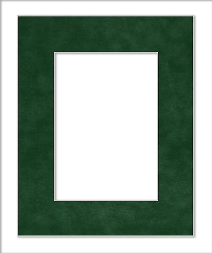Pack of 25 Acid Free 11x14 Mats Bevel Cut for 8.5x11 Photos - Green Suede Precut Matboards For Pictures, Photos, Framing - 4-ply Thickness