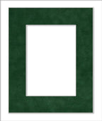 11x14 Mat Bevel Cut for 8.5x11 Photos - Acid Free Green Suede Precut Matboard With Backing Board and Crystal Clear, Self Seal Photo Mat Bag - For Pictures, Photos, Framing - 4-ply Thickness