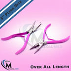 Professional Hair Extension & Beading Tool Kit Remove Plier Set for beads (4 Piece) I-Link Micro Ring Loop Needle Pulling Hook Threader Wire for Silicone Rings (Hot Pink)