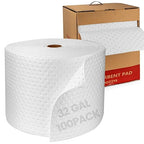 Oil Absorbent Pads Roll | 16"x20" Oil-Only Spill Mat 100-Pack | Industrial Spill Control for Oil & Fuel(32 Gal/Box) | Repels Water Absorbing Rolls