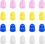 Guitar Fingertip Protector Silicone Thimble 20 PCS Rubber Finger Tips with 5 Sizes (XS-XL),4 Colors for Hand Embroidery Sewing, Carving, Comfort Grip for Guitarists, Office Workers