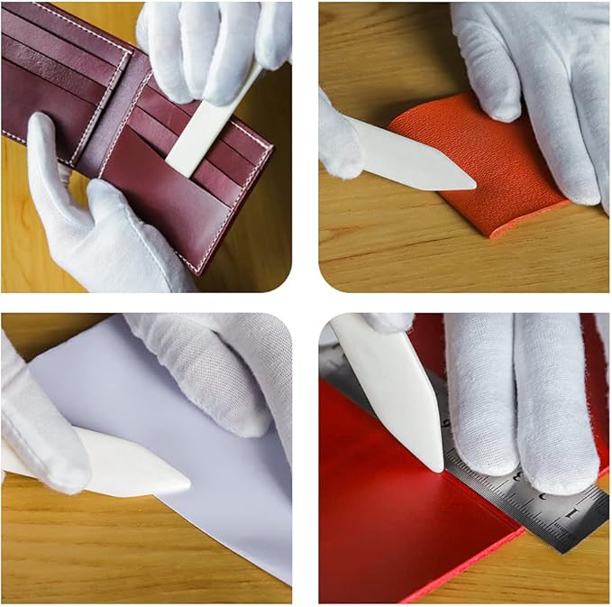 Wuta Bone Folder Leather Craft Tools 4 Pcs DIY Leather Shaping for DIY Handmade Leather Burnishing Bookbinding Cards and Paper Crafts