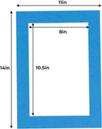 11x14 Mat for 8.5x11 Photo - Precut Bay Blue Picture Matboard for Frames Measuring 11 x 14 Inches - Bevel Cut Matte to Display Art Measuring 8.5 x 11 Inches - Acid Free Pack of TEN MATS