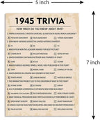 80th Birthday Party Games, 1945 Trivia Games, Birthday Party Supplies for Adults, Fun 1945s Party Game，Pack of 30 Cards