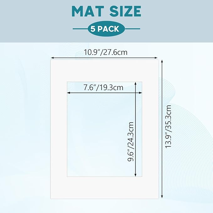 ZBEIVAN 11x14 White Picture Mats with Core Bevel Cut Frame Mattes for 8x10 Pictures - Pack of 5